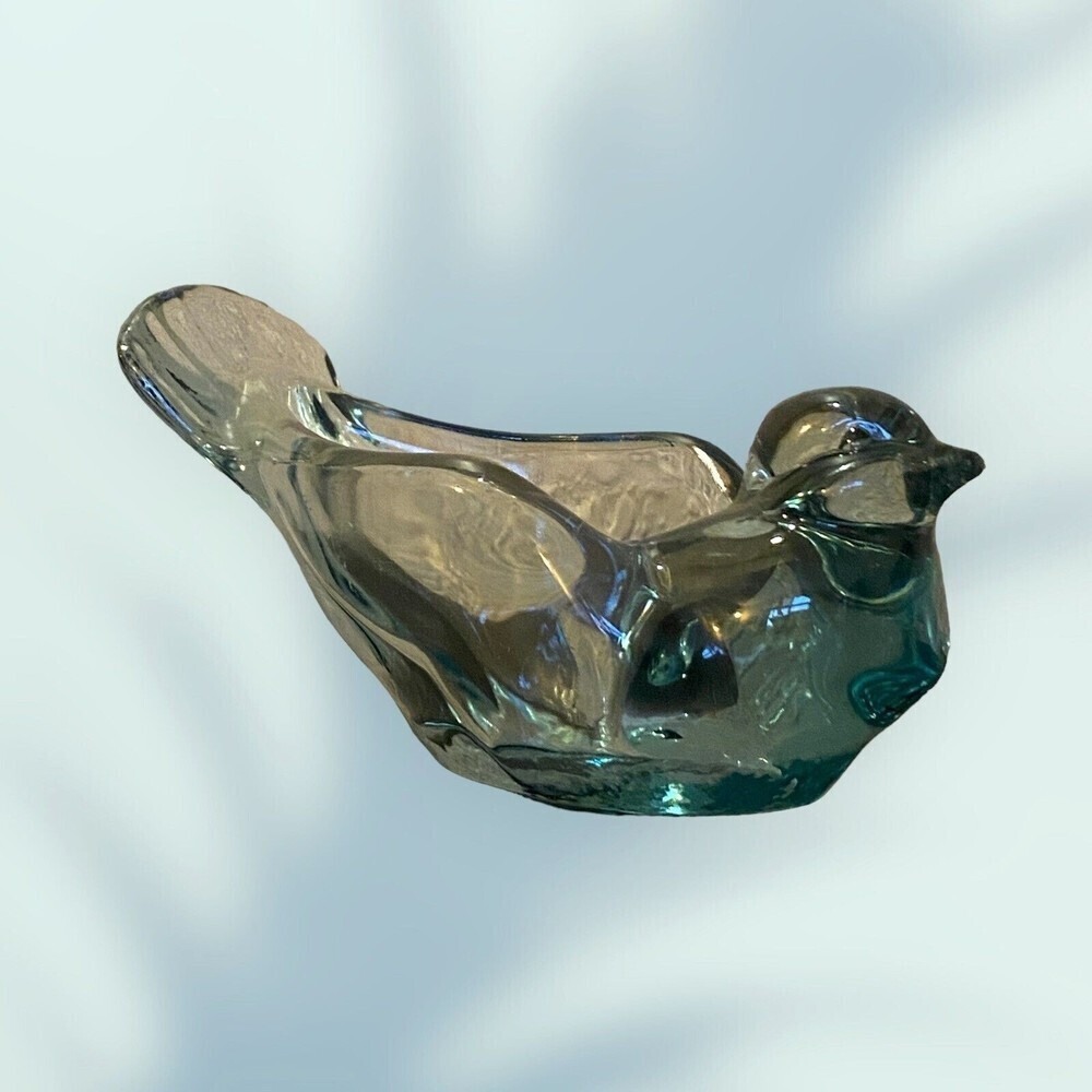 Fenton Blue Glass Dove Bird Votive Candle Holder Dish‎